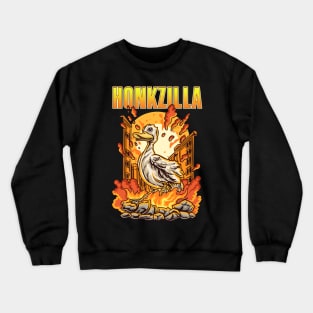 Honkzilla Goose Gifts Men Women Kids Retro Funny Goose Crewneck Sweatshirt